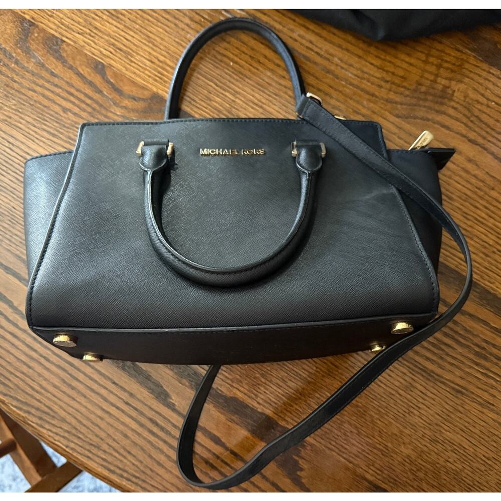 Authentic Michael Kors Black Saffiano Leather Selma Satchel Bag - Picture 12 of 12